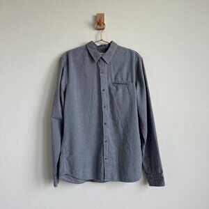 AG Adriano Goldschmied 100% Cotton Gray Long Sleeve Slim Fit Shirt